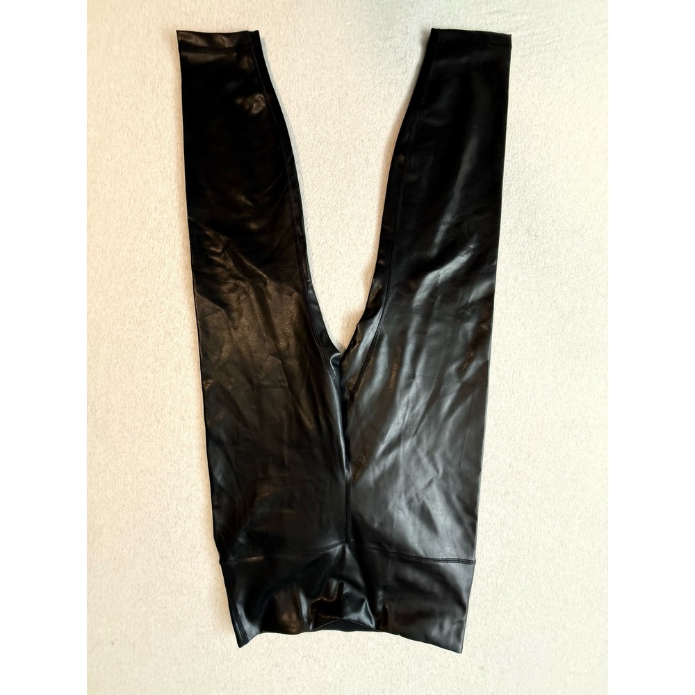 90 Degree by Reflex Disco Fever Liquid Ankle Tight Black Faux Leather Leggings L